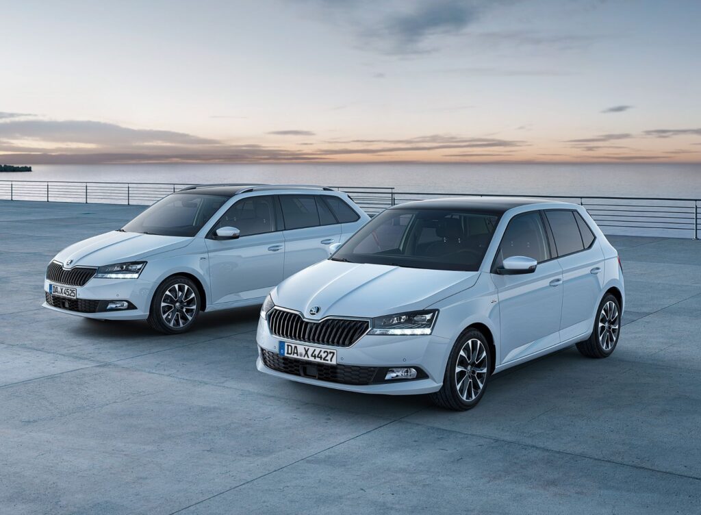 Škoda Fabia Combi und Fabia der dritten Generation in Weiß