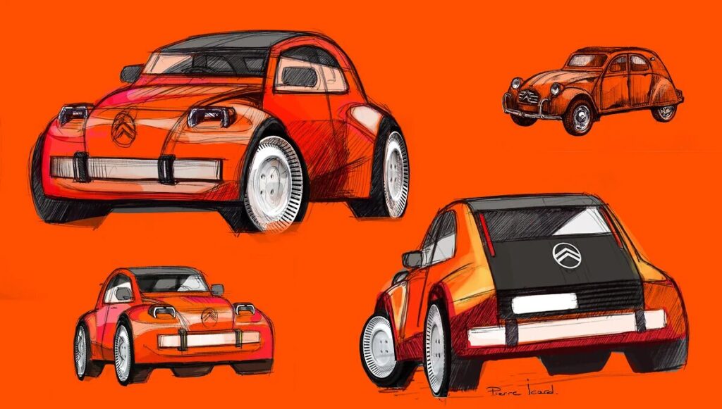 Designskizze des Citroën 2CV Concept